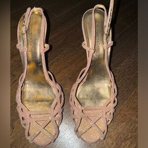 Dolce & Gabbana Rose Leather Pump Toe Strappy Sandals
